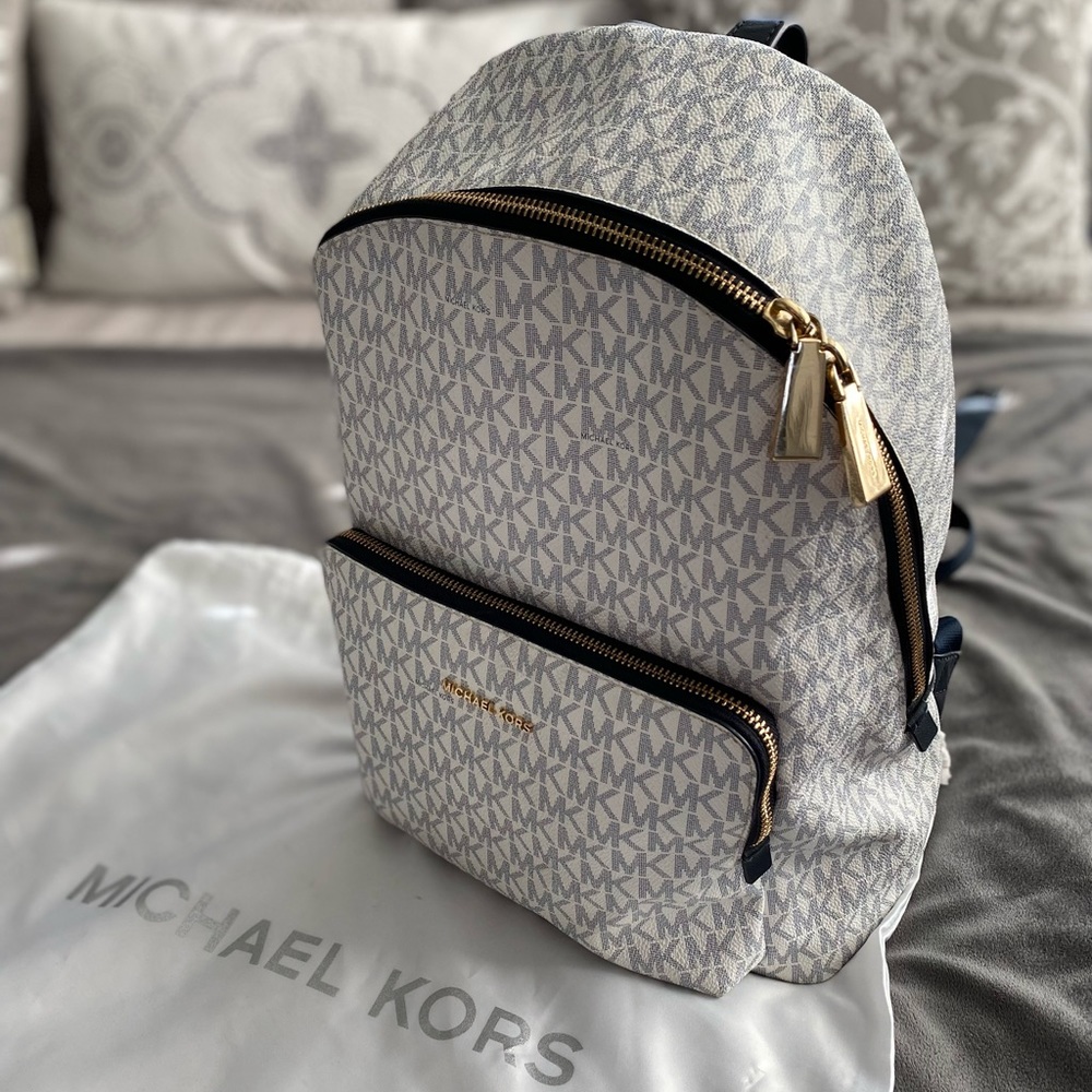 Michael Kors Backpack in white with Navy trim with Tote bag in all White
